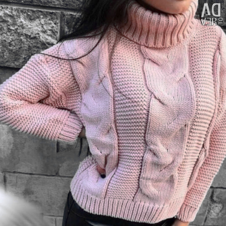 Damen Strickpullover mit Rollkragen und Zopfdesign Heidi-Mode