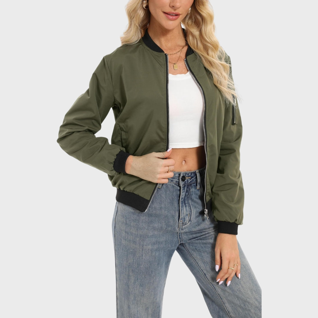 Heidi-Mode | Herbst Langarm Bomberjacke mit Reißverschluss