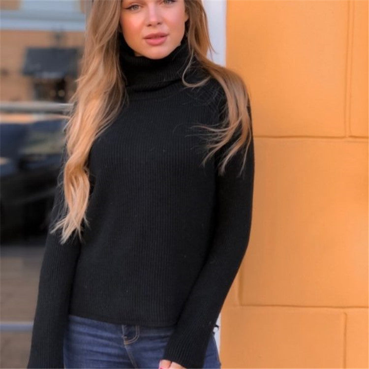 Damen eleganter Rollkragenpullover aus feinem Rippstrick Heidi-Mode