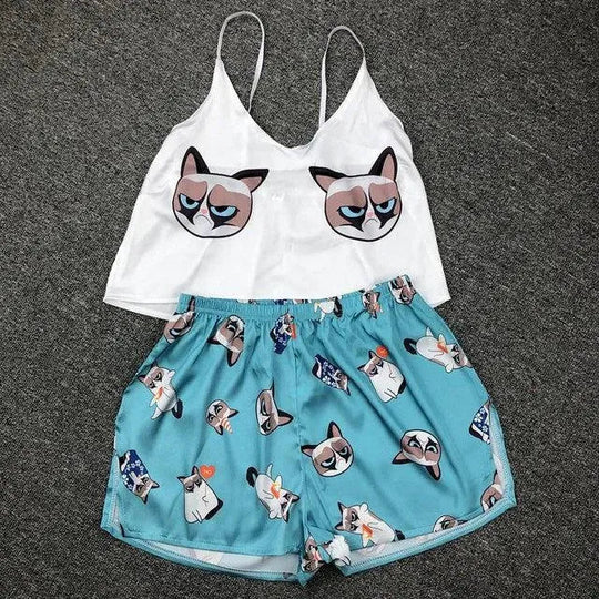 Heidi-Mode | Neuer sexy Damen-Pyjama Pyjama aus Seide im Tiermuster