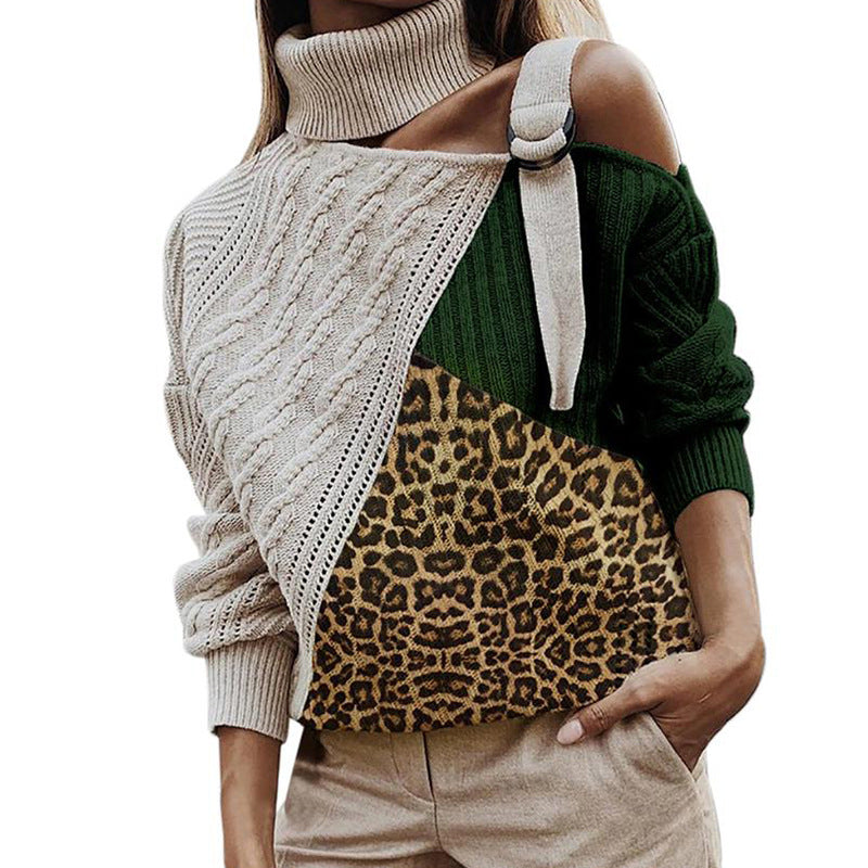 Damen modischer Pullover mit uniquem Farbblockdesign und raffinierter Schulterpartie Heidi-Mode