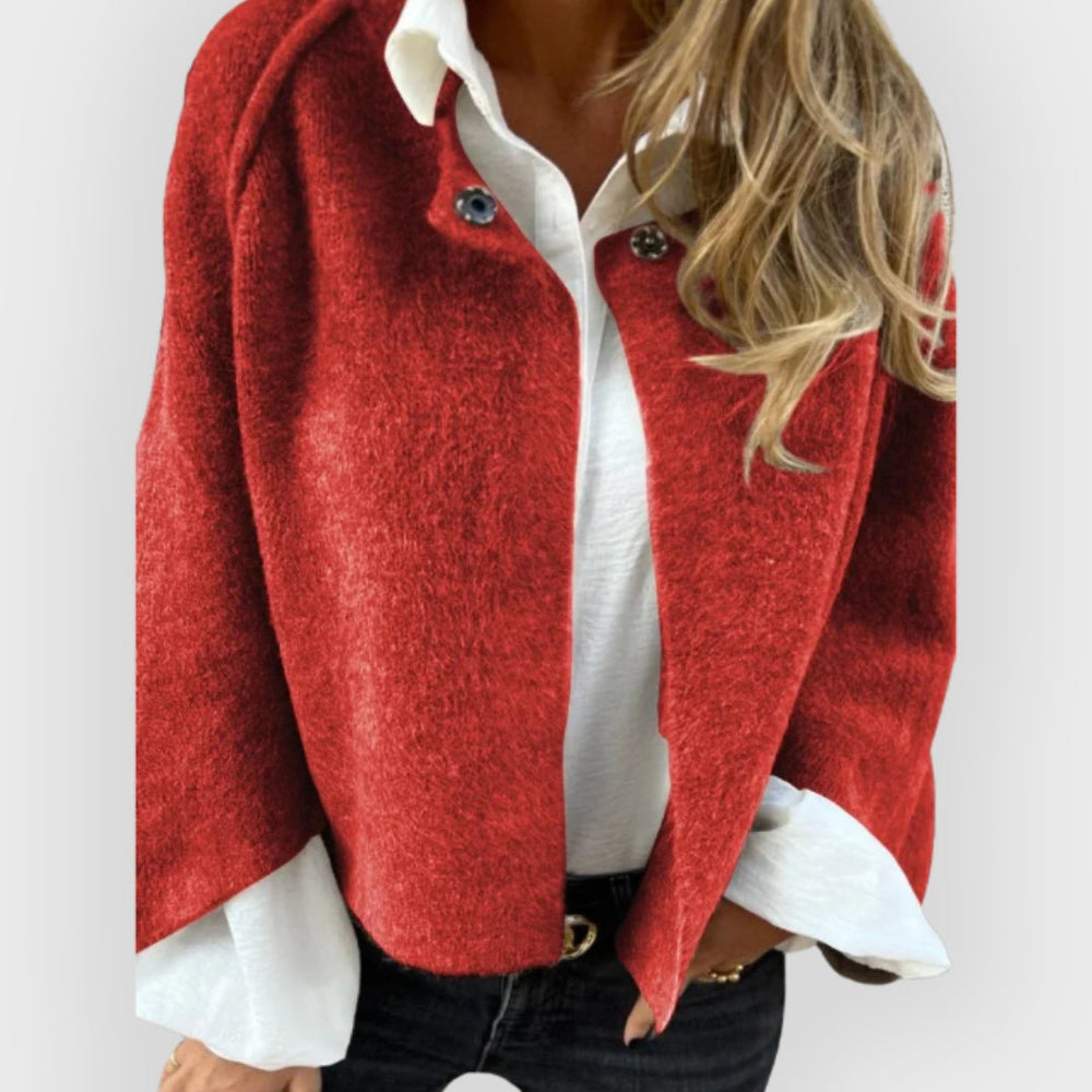 Heidi-Mode | Wollmantel mit Rundhalsausschnitt und langen Ärmeln