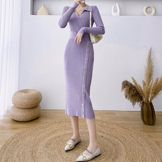 Heidi-Mode | Bodycon Über Das Knie Hüftbedeckendes Strickkleid