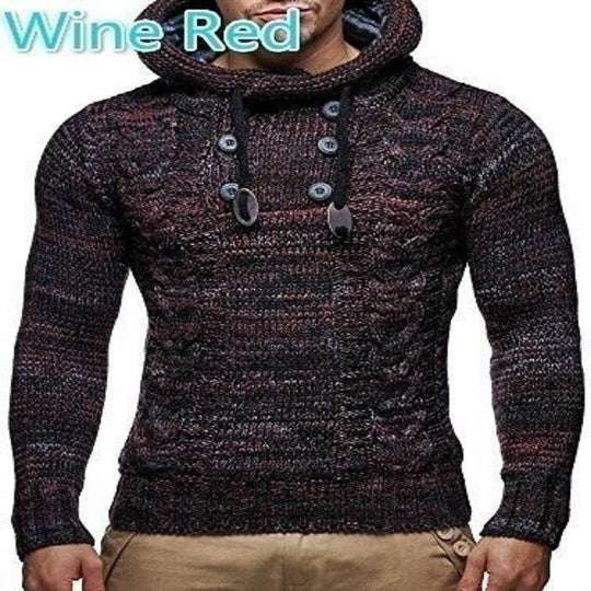 Herren Strickpullover mit hochschließendem Kragen und markantem Zopfmuster Heidi-Mode