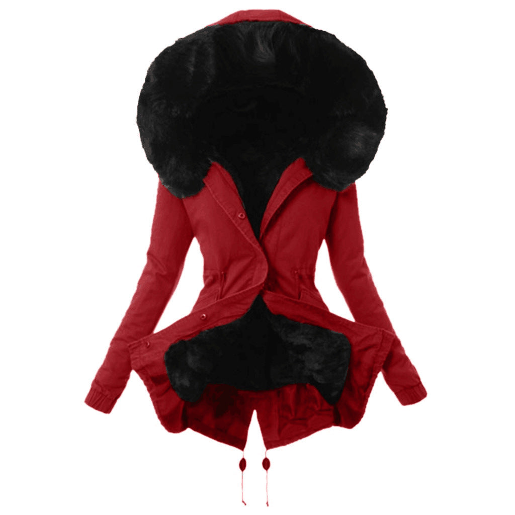 Damen modische Parkajacke mit abnehmbarem Kunstpelzkragen Heidi-Mode