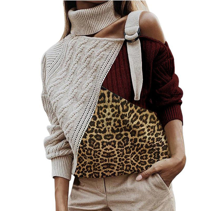 Damen modischer Pullover mit uniquem Farbblockdesign und raffinierter Schulterpartie Heidi-Mode