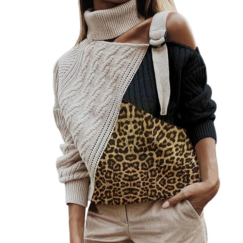 Damen modischer Pullover mit uniquem Farbblockdesign und raffinierter Schulterpartie Heidi-Mode