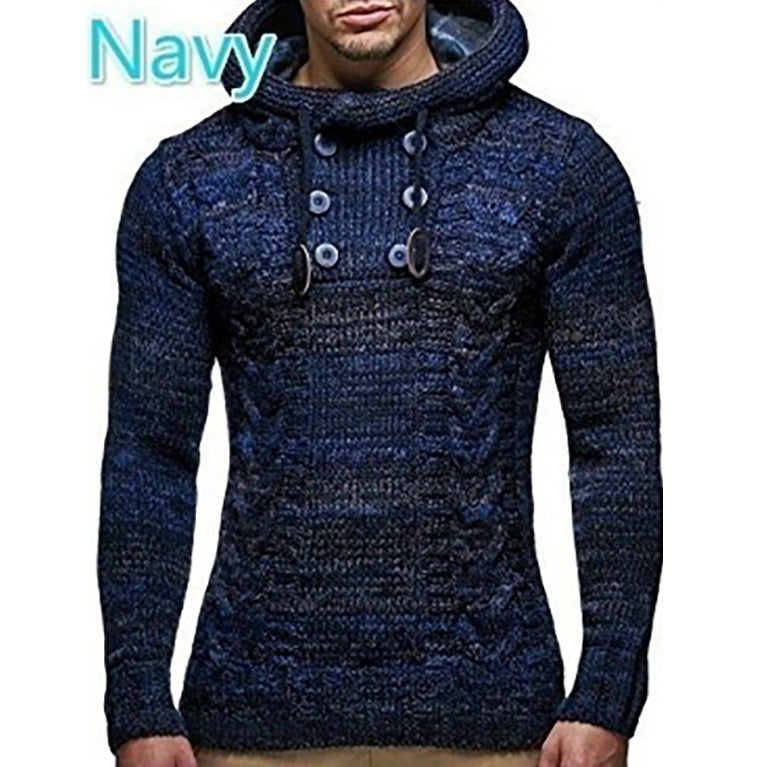 Herren Strickpullover mit hochschließendem Kragen und markantem Zopfmuster Heidi-Mode