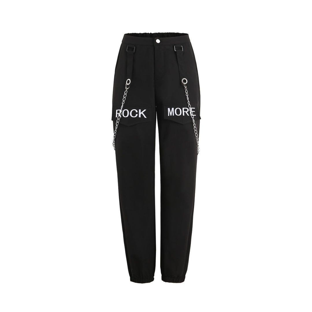 Damen Coole Cargo-Hose mit Kettendetails Heidi-Mode