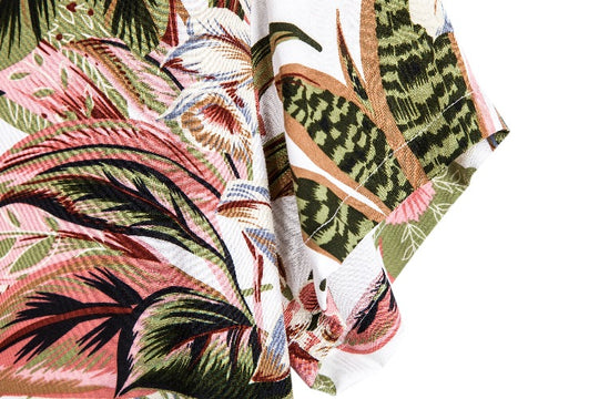 Herren Kurzarmhemd mit exotischem Pflanzenmuster und feiner Baumwollqualität Heidi-Mode