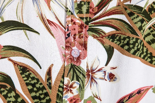 Herren Kurzarmhemd mit exotischem Pflanzenmuster und feiner Baumwollqualität Heidi-Mode