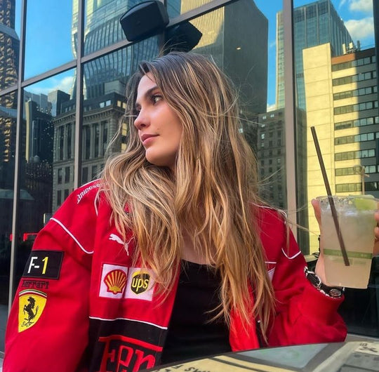 Heidi-Mode | Weinlese Ferrari Racer Jacke mit Sportlichem Stil (Unisex)