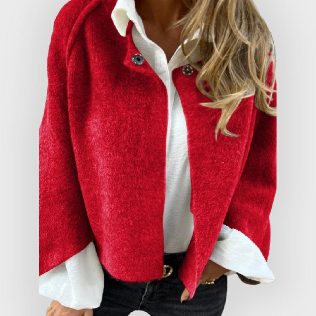 Heidi-Mode | Wollmantel mit Rundhalsausschnitt und langen Ärmeln