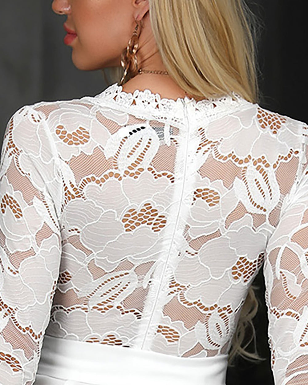 Damen Eleganter Jumpsuit mit Spitzenoberteil und taillierten Details Heidi-Mode