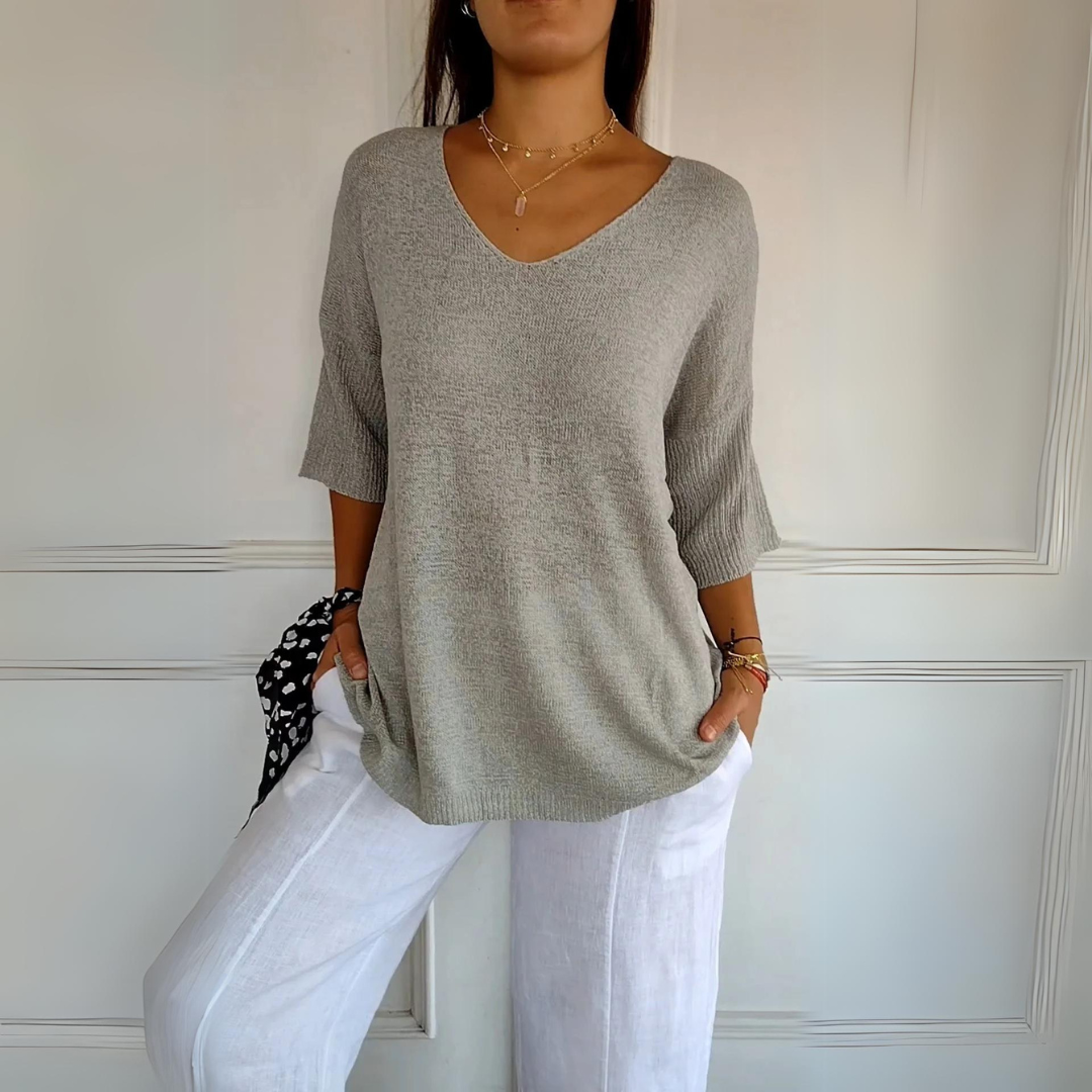 Heidi-Mode | Lässiger Damen V-Ausschnitt Pullover