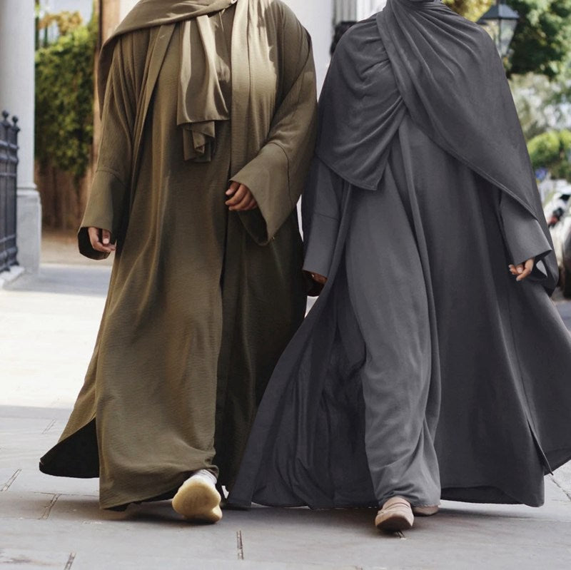 Heidi-Mode | 3 Teile Set Abaya Kleid Arabische Frauen Kleidung Anzug Ohne Abaya, Innenkleid und Scharf
