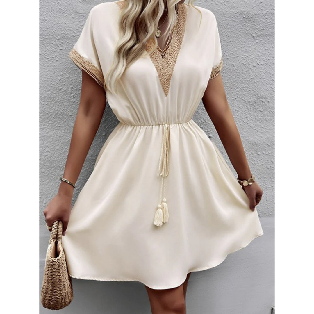 Heidi-Mode | Flare Boho Kleid mit Kurzen Ärmeln
