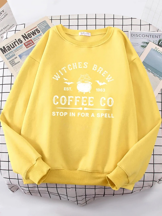 Heidi-Mode | Lustiges Sweatshirt mit "witches Brew Coffee Co" Print Damen Pullover