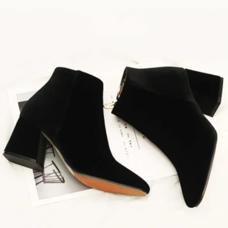 Heidi-Mode | Elegante Stiefeletten mit Quadratzehen und Hohem Absatz Damen Stiefeletten