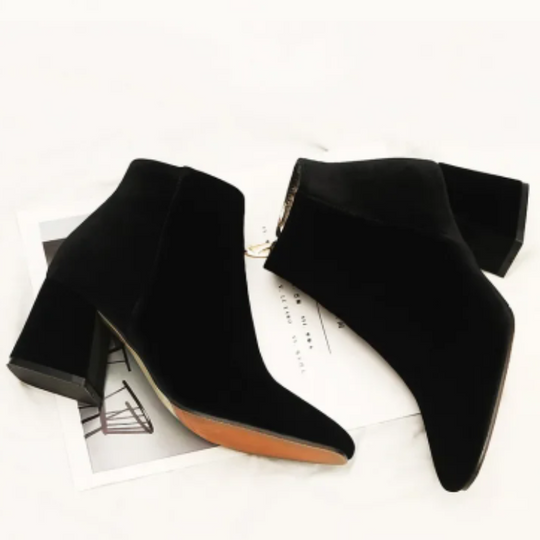 Heidi-Mode | Elegante Stiefeletten mit Quadratzehen und Hohem Absatz Damen Stiefeletten