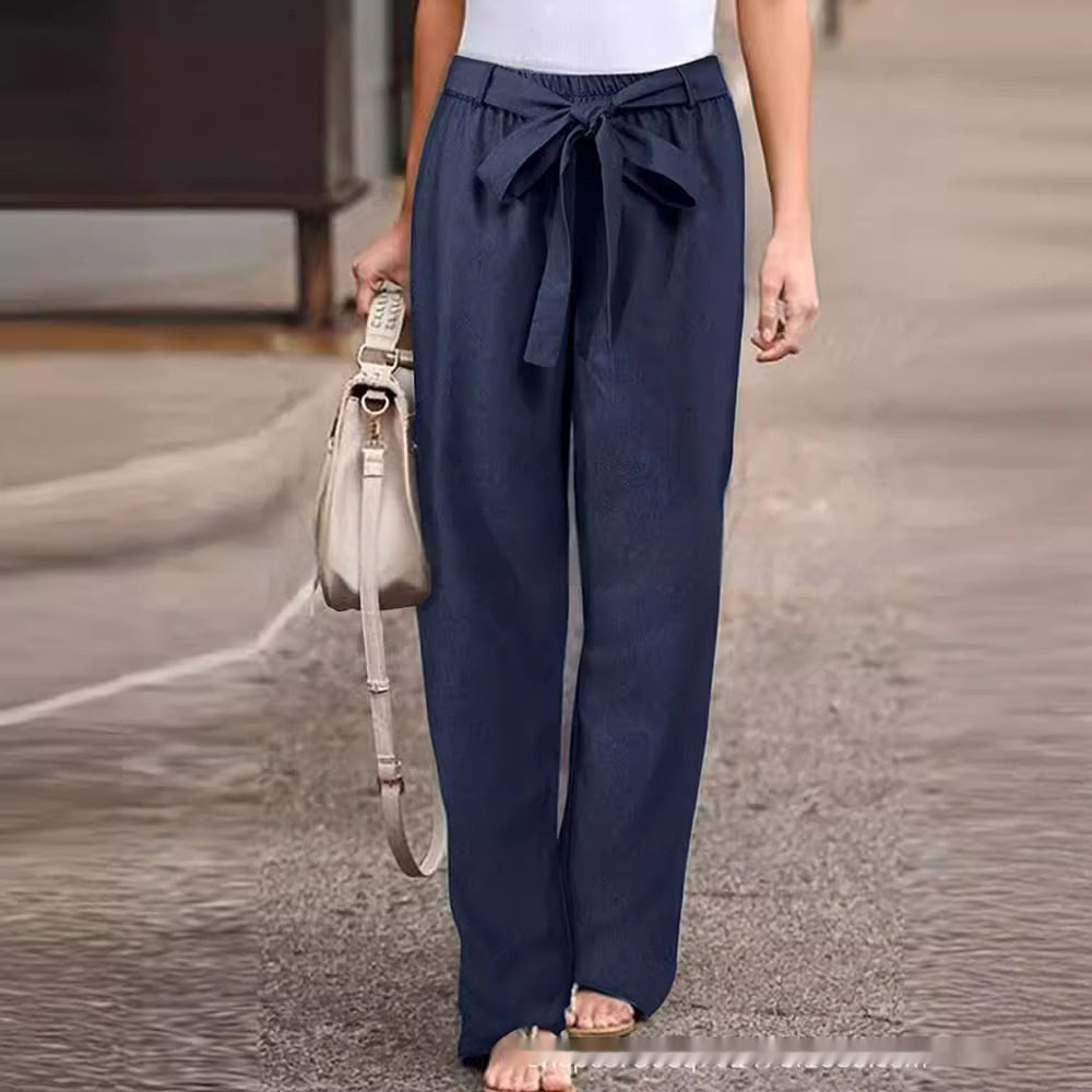 Heidi-Mode | Damen Bequeme Hose aus Baumwolle und Leinen In Unifarben