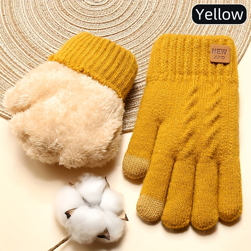 Heidi-Mode | Strick Winterhandschuhe mit Fleece-Futter und Touchscreen-Funktion