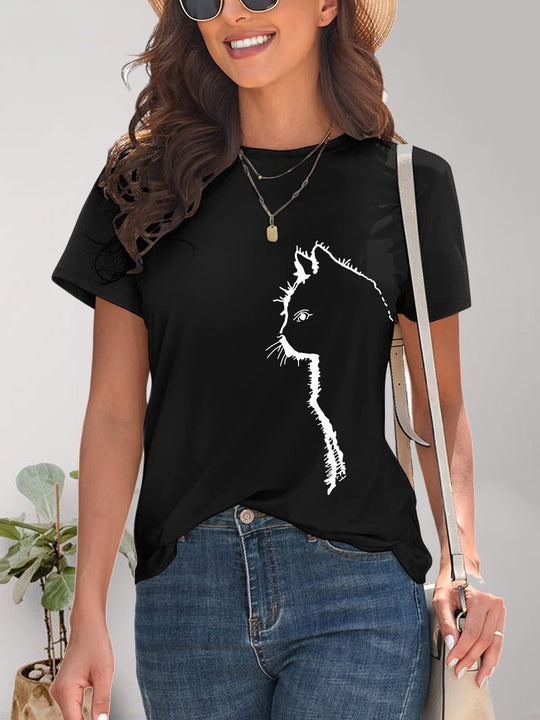 Heidi-Mode | Katzen Rundhals Kurzarm T-Shirt