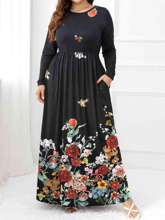 Heidi-Mode | Plus Size Rundhals Maxi Kleider mit Taschen