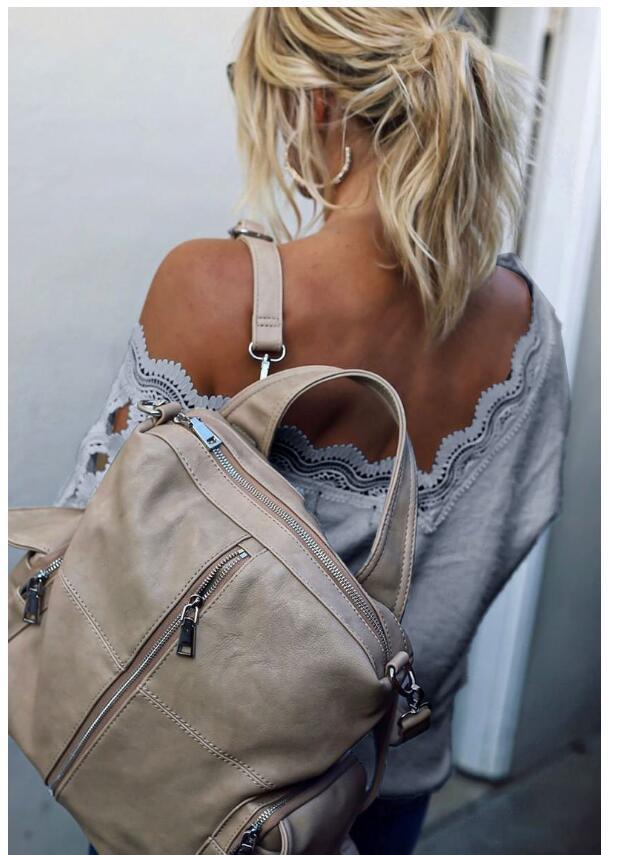 Damen Rucksack in elegantem Design mit vielen Fächern Heidi-Mode