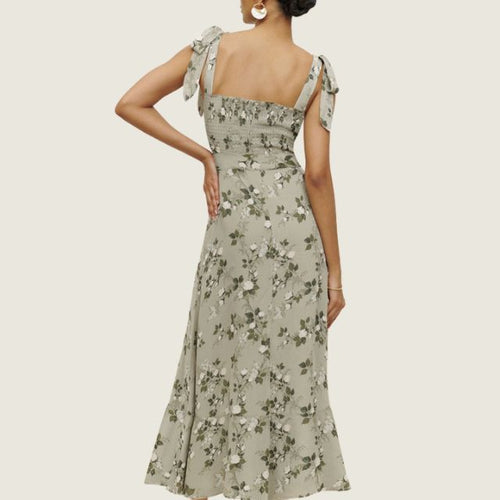 Florales Midi-Kleid mit Seitenschlitz