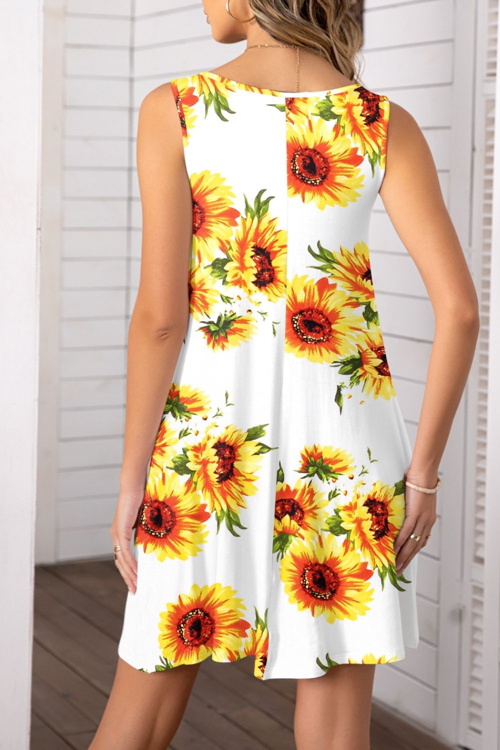 Heidi-Mode | Bedrucktes Rundhals Ärmelloses Kleid