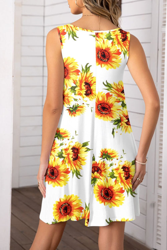 Heidi-Mode | Bedrucktes Rundhals Ärmelloses Kleid