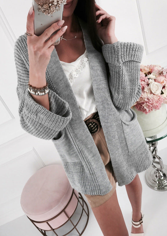 Damen lässige Strickjacke mit eleganten Knopfdetails und praktischen Taschen Heidi-Mode