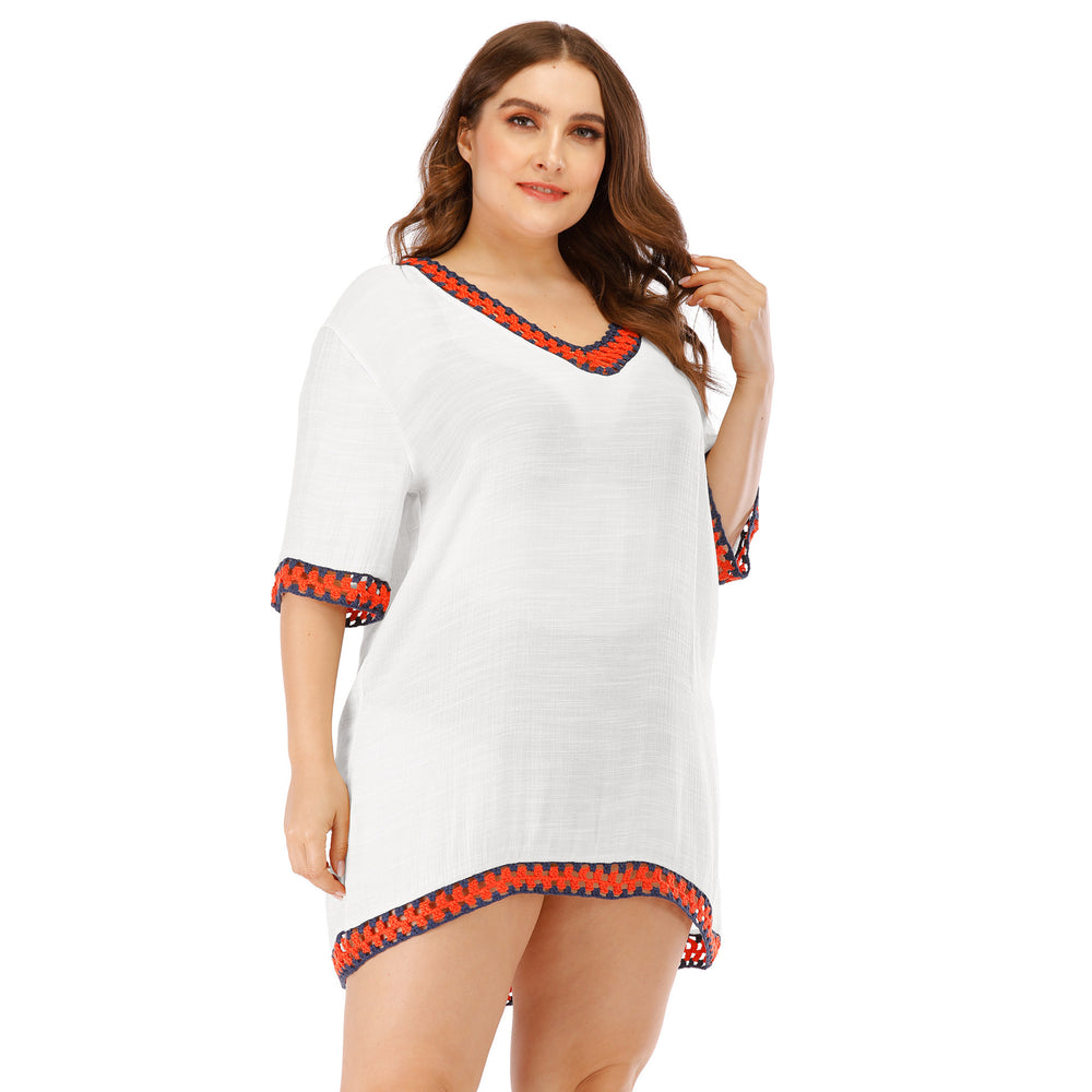 Damen luftiger Kaftan mit kunstvollem Häkelmuster Heidi-Mode