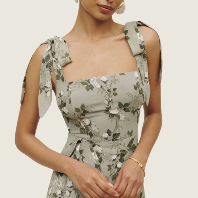 Florales Midi-Kleid mit Seitenschlitz