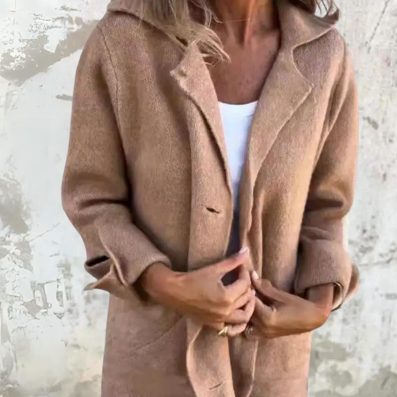 Heidi-Mode | Mantel Lang Modell Klassischer Reverskragen Knopfverschluss Elegante Details