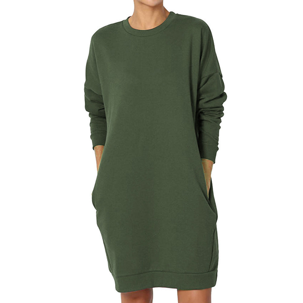Damen Sweatkleid mit praktischen Taschen und lässigem Schnitt Heidi-Mode