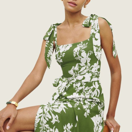 Florales Midi-Kleid mit Seitenschlitz