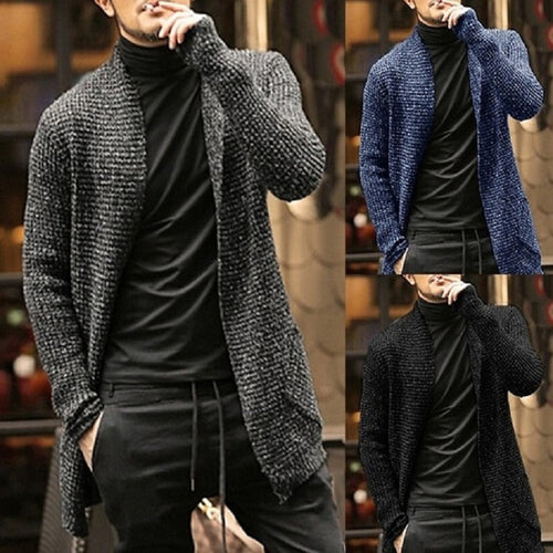 Herren eleganter Strickcardigan mit offener Front und lässigem Schnitt Heidi-Mode