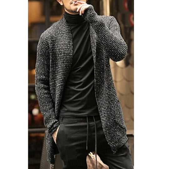 Herren eleganter Strickcardigan mit offener Front und lässigem Schnitt Heidi-Mode