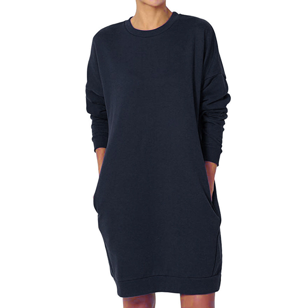 Damen Sweatkleid mit praktischen Taschen und lässigem Schnitt Heidi-Mode