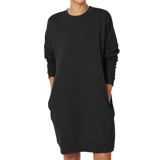 Damen Sweatkleid mit praktischen Taschen und lässigem Schnitt Heidi-Mode
