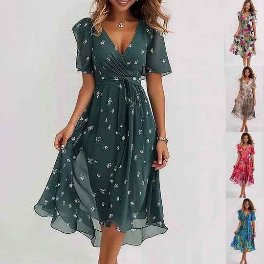 Heidi-Mode | Midi Kleid mit Stilvollem Blumenmuster