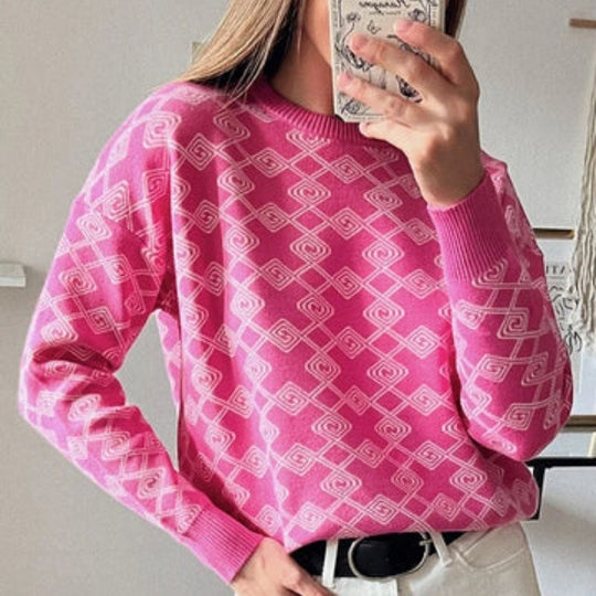 Stilvoller Jacquard-Strickpullover