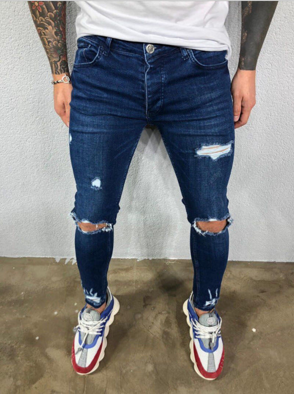 Herren Slim Fit Jeans mit modischen Rissen Heidi-Mode