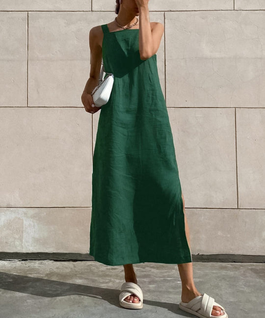 Sandfarbenes Leinenkleid