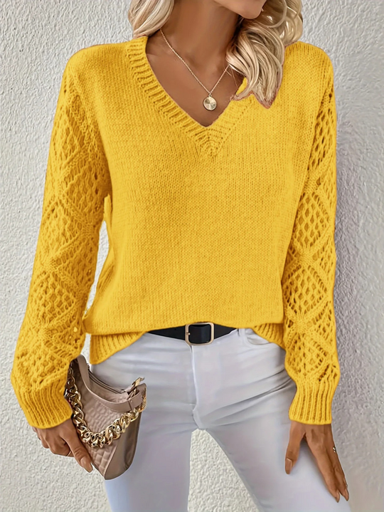 Heidi-Mode | Pull Léger À Manches Crochetées Pull Élégant À Col En V