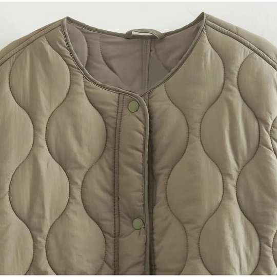 Heidi-Mode | Bequemes Rundhals gepolstertes Jacket mit Knöpfen Ideal für Herbst/Winter