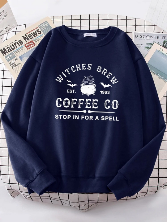 Heidi-Mode | Lustiges Sweatshirt mit "witches Brew Coffee Co" Print Damen Pullover