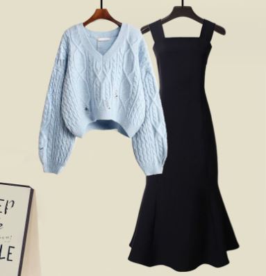 Heidi-Mode | Hochwertiges Zweiteiliges Strickset mit Pullover und Meerjungfrauenkleid für Frauen